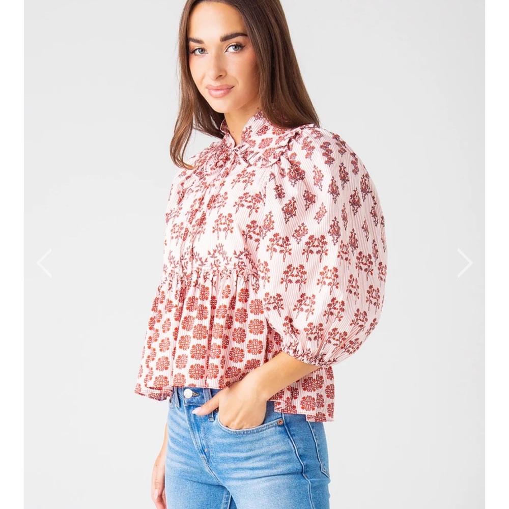 Hunter Bell Harlow Top Sz Small w Detachable Collar